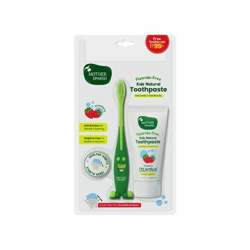Mother Sparsh Fluoride-Free Kids Toothpaste (with Toothbrush - Strawberry)